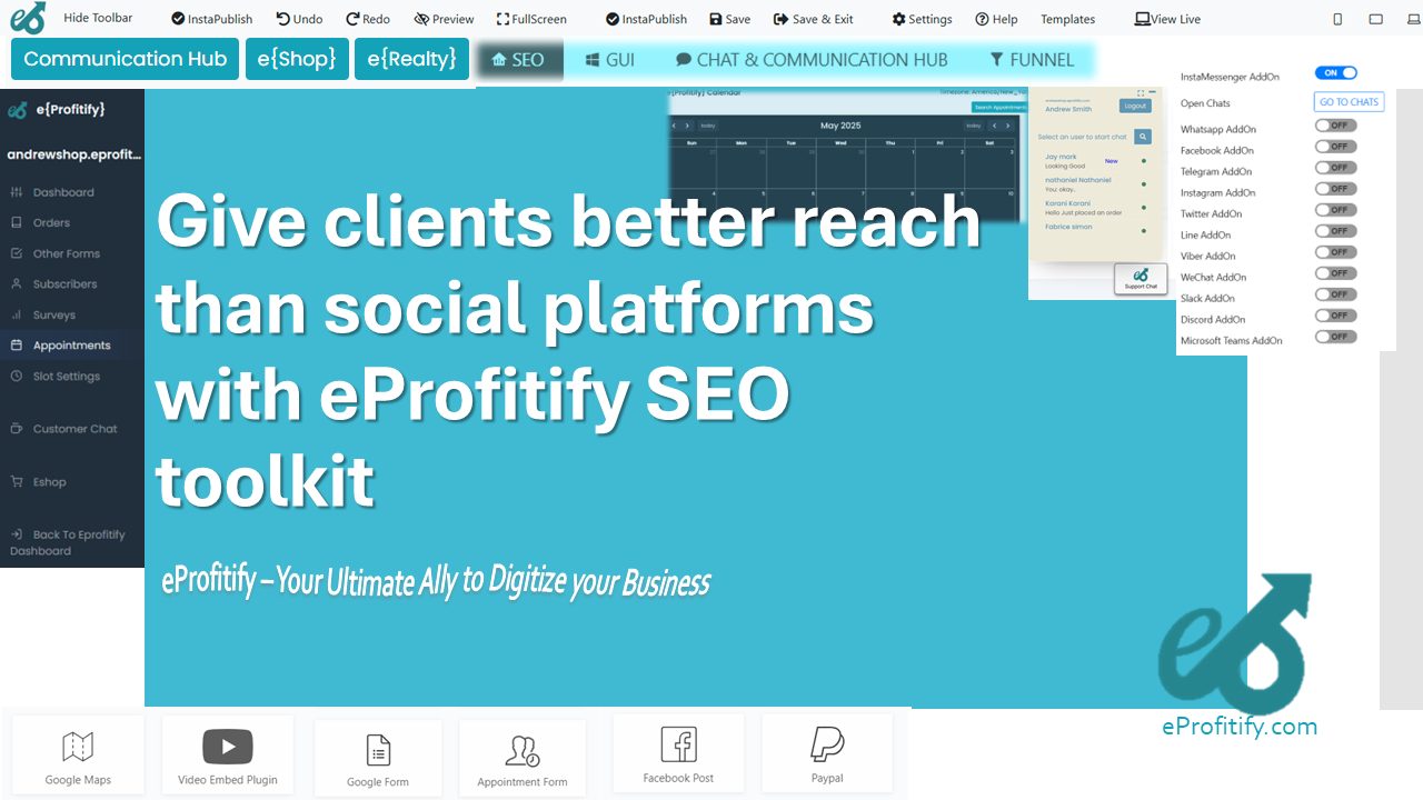 Give clients better reach than social platforms with eProfitify SEO toolkit
